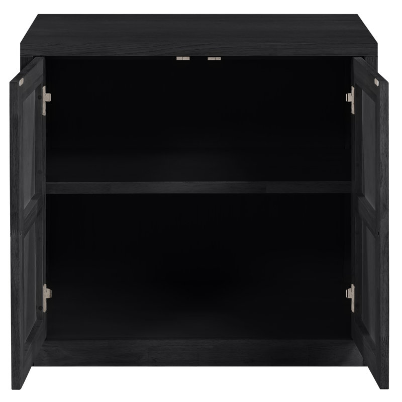 Gerardi Solid Wood And Oak Veneer Sideboard/Buffet, Black