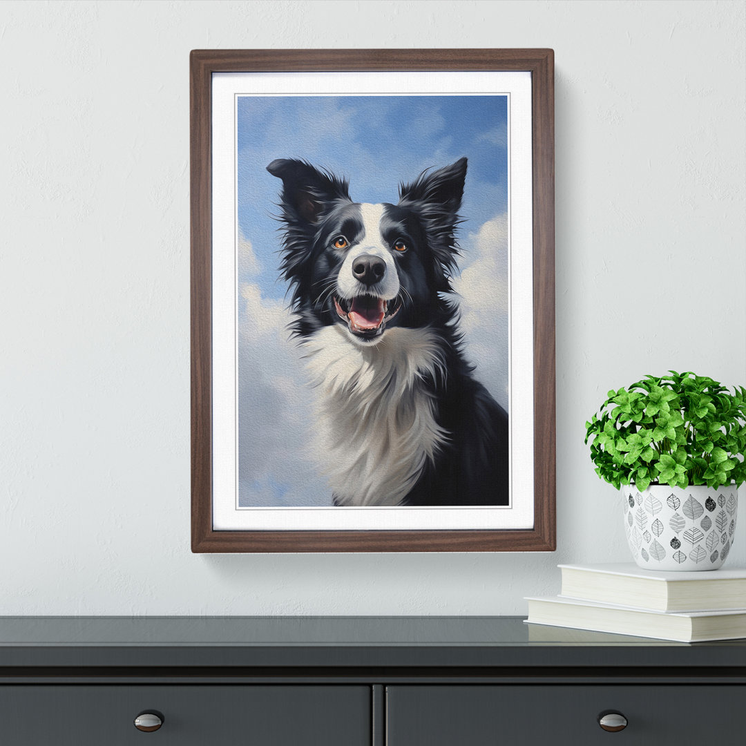 Border Collie Contemporary Art - Framed Print