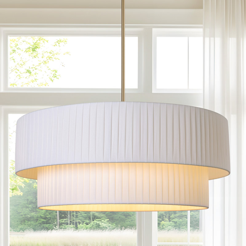 Lustre tambour à 3 lumières Reihan, Or, H 9,2 po x l 23,6 po x P 23,6 po