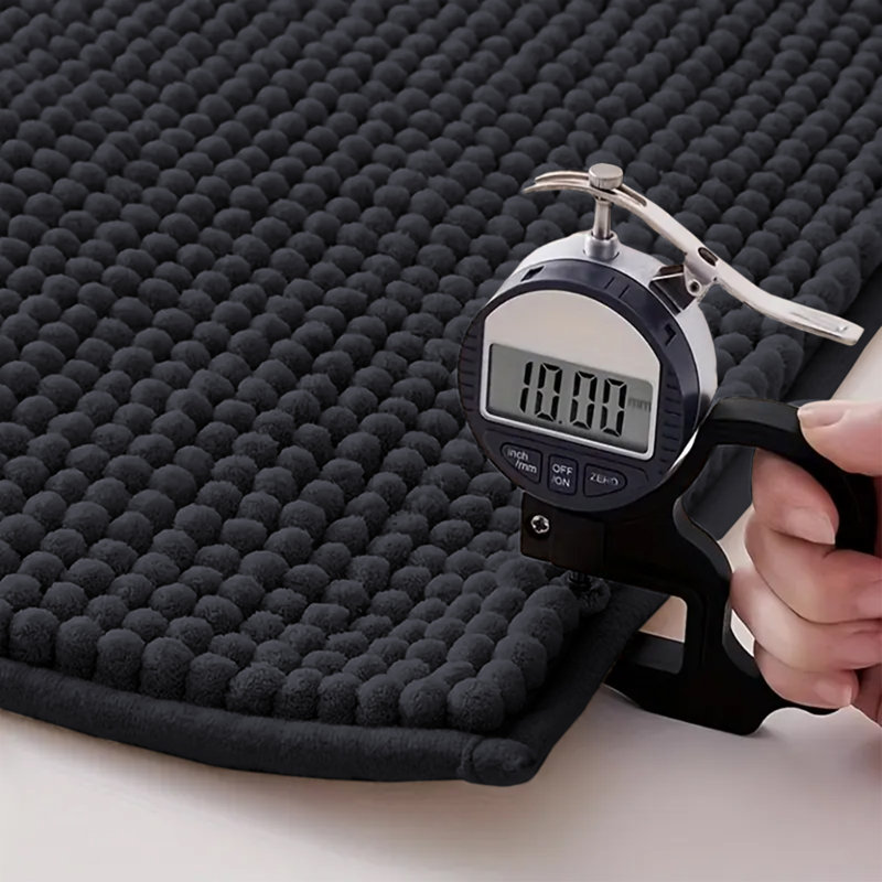 Neance Rectangle Non-Slip Bath Mat Chenille doormat , Black, 40cm W x 60cm L