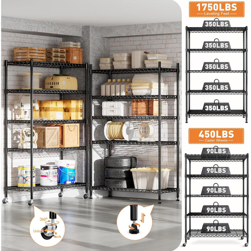 Nurtene 35.4'' W Metal Shelving Unit