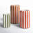 SET OF THREE CERAMIC VASES WITH VERTICAL STRIPES - ONE EACH COLOR