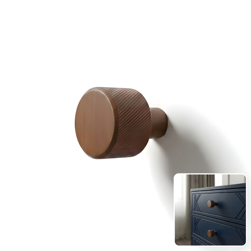 ROUS Hardware Mid Century Modern Knurled Knob, Copper (Brown)