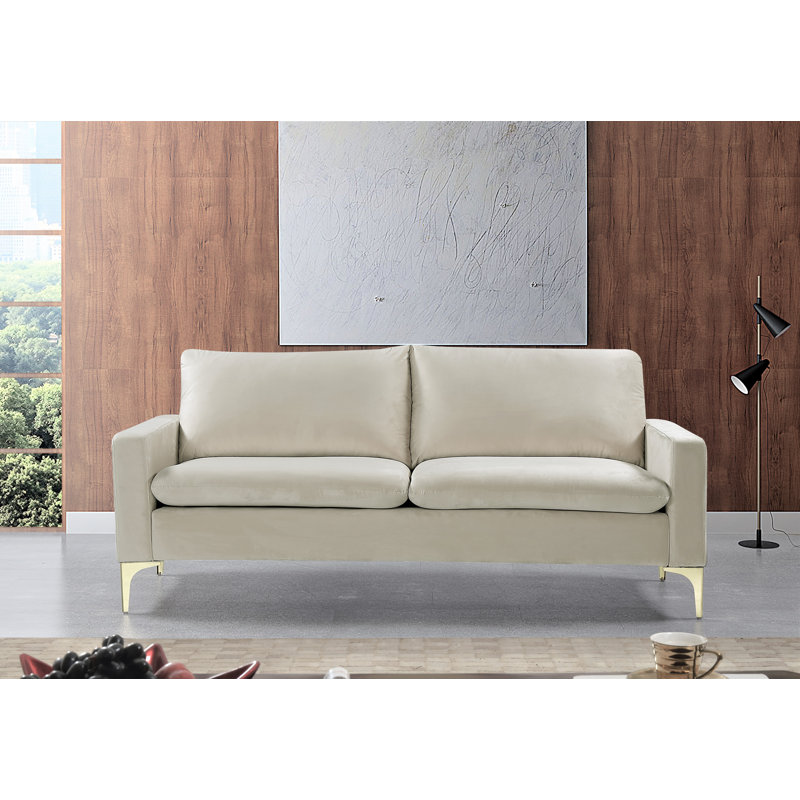 Cottleville 54.72'' Velvet Loveseat, Cream, 33"H x 76" W x 31" D