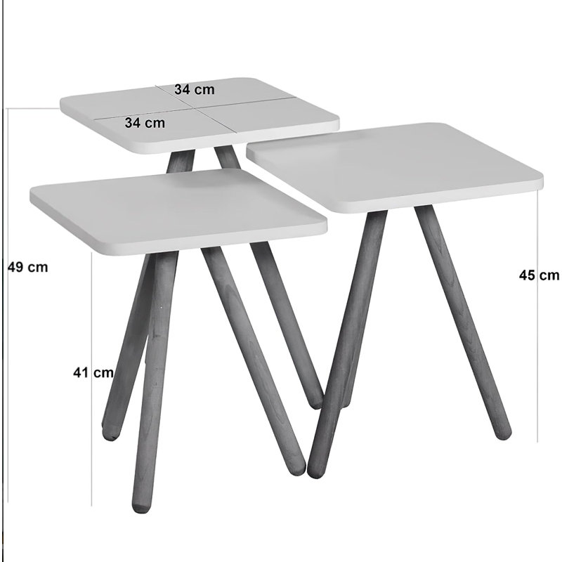 Jermail 3 Piece Square Nesting Coffee Table Set