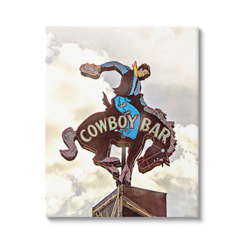 «Western Cowboy Bar Sign» sur toile par JG Studios, reproduction, H 40 po x l 30 po x P 1,5 po