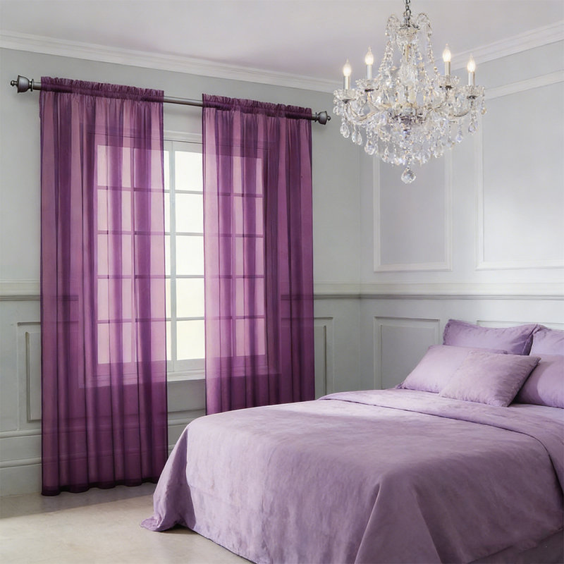 Rideau transparent 2 pièces 2 pièces, Mauve foncé