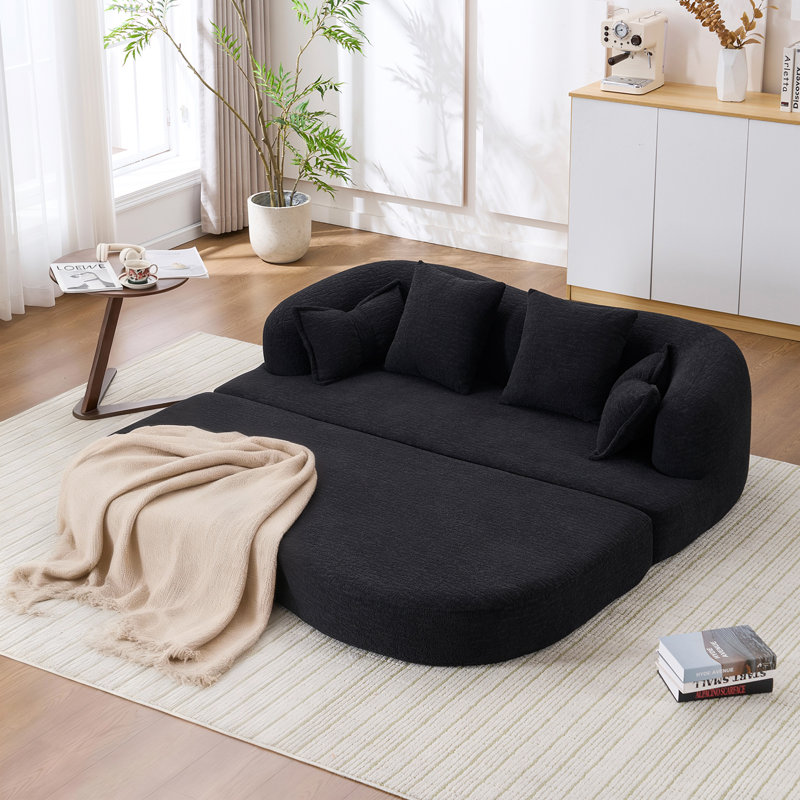 Canapé-lit 2 en 1 pliable, Chenille noir