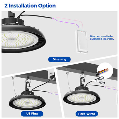 6 Pack 180W LED UFO High Bay Light, 32400lm 0-10V Dimmable, 6000K Daylight, IP65 Waterproof Commercial Warehouse Garage Gym Light with Hook & Cord