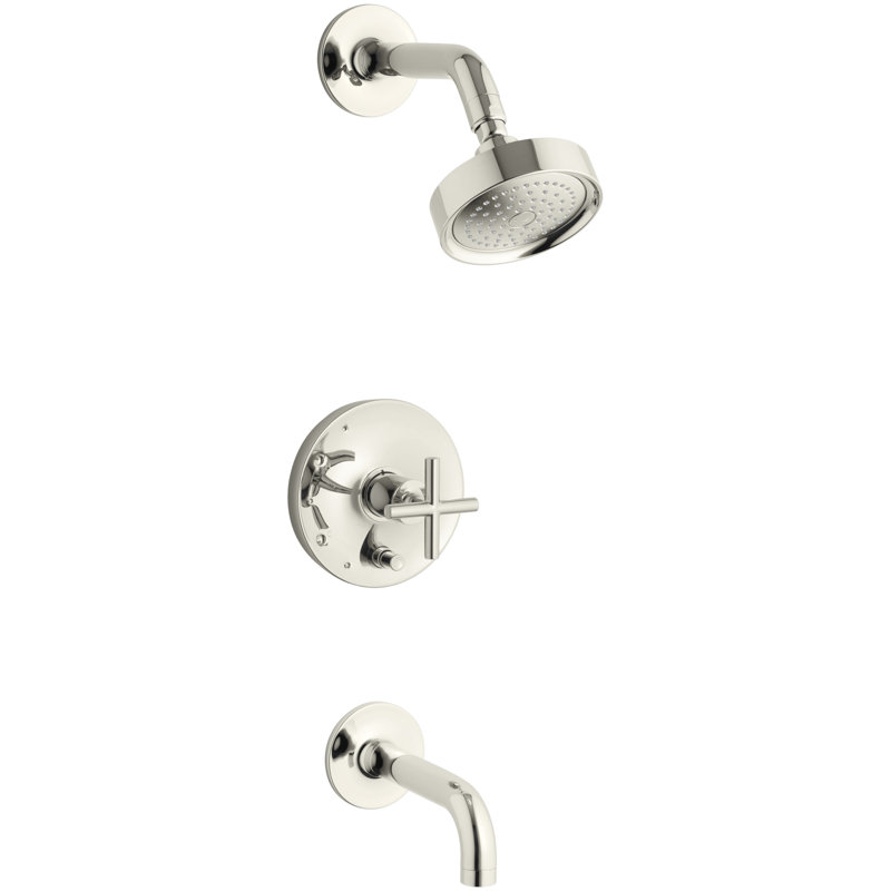 Purist® Rite-Tub and Shower Faucet, Traditional Handle, Vibrant Polished Nickel