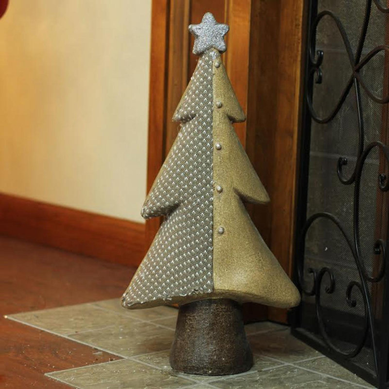 Arbre de Noël 18 po brun et argent avec décor d'étoile scintillante