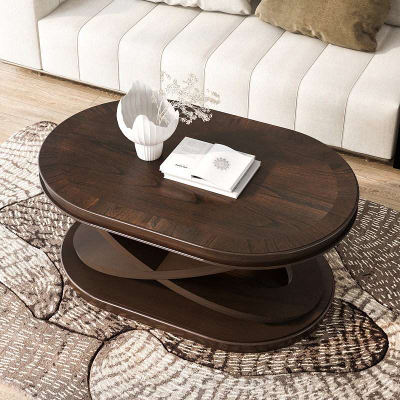 Table basse ovale en bois de 44 po avec base en forme de X (table incluse seulement)
