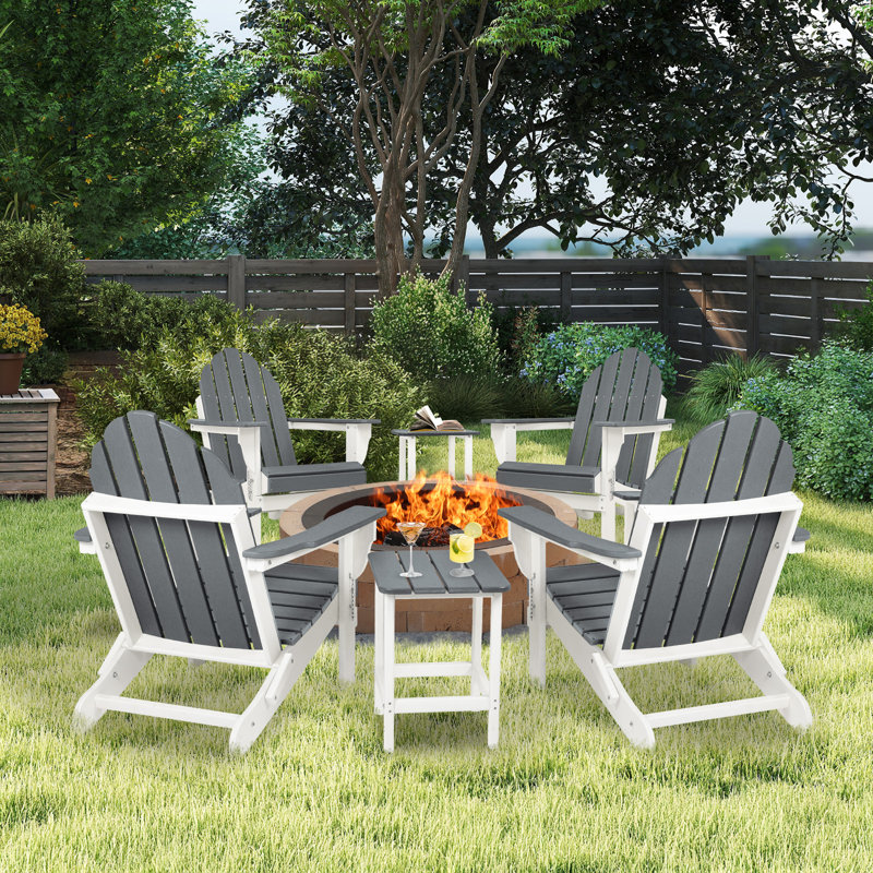 Rakesh HDPE Folding Adirondack Chair, Gray