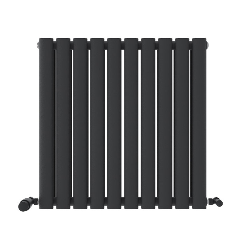 iBathUK Princia Horizontal Double Oval Panel Radiator, 600cm H x 600cm W x 79cm D, Grey