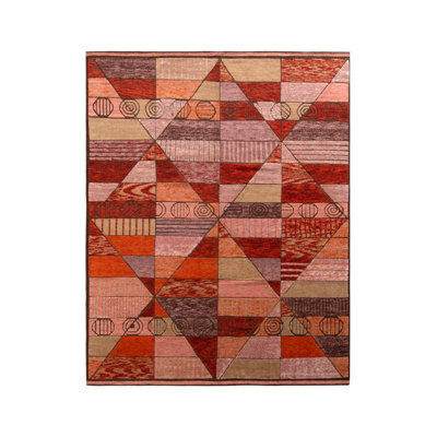 Scandinavian Hand Knotted Wool Geometric Area Rug