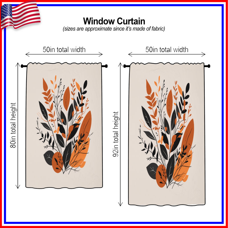 Rideaux à feuilles, voilages floraux et voilages à motif de feuilles - 1 panneau, 50 po x 92 po - 1 panneau, Transparent