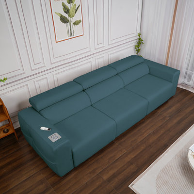 Power Reclining Sofa, Electric 3-Seat Recliner with Bluetooth, Wireless Charging, and Side Pocket for Ultimate Comfort and Convenience