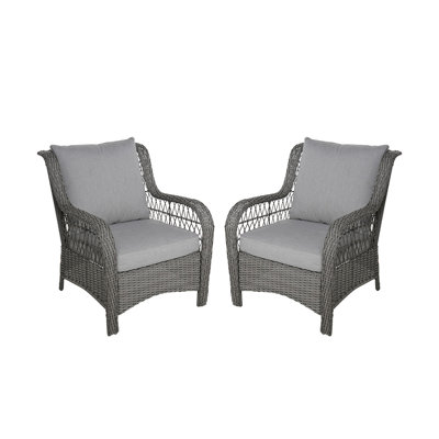 Chaise de patio en osier avec coussins Ashlyn