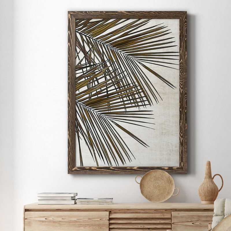 Palmier I - cadre photo, impression sur toile, H 20 po x l 17 po x P 1 po, Toile avec cadre noyer