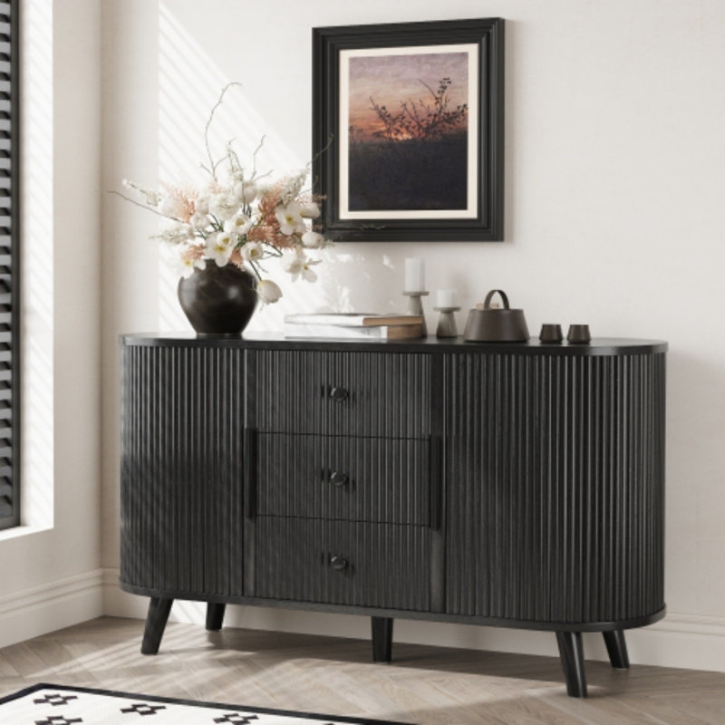 Buffet moderne et multifonctionnel avec tiroirs et tablettes réglables