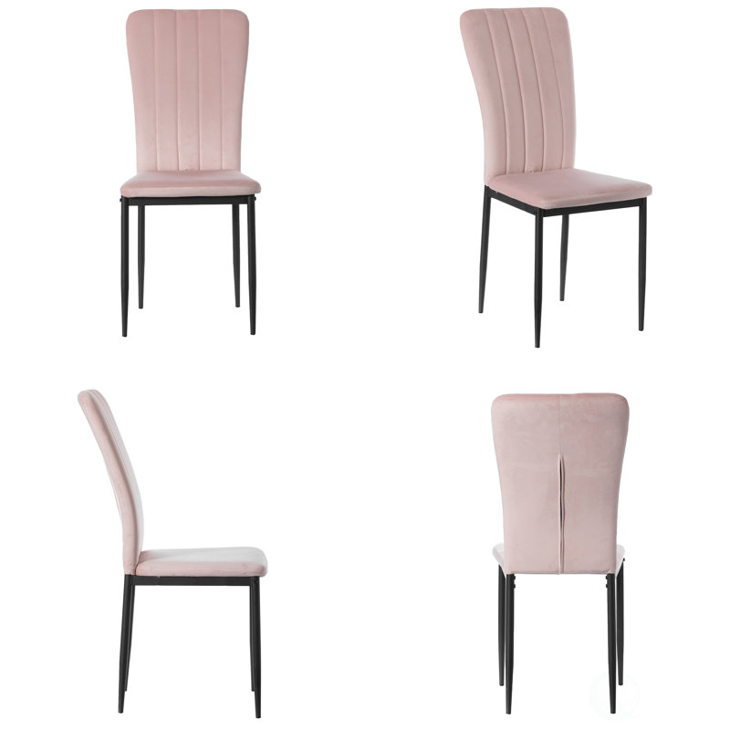 Chaise parsons capitonnée en velours, Rose