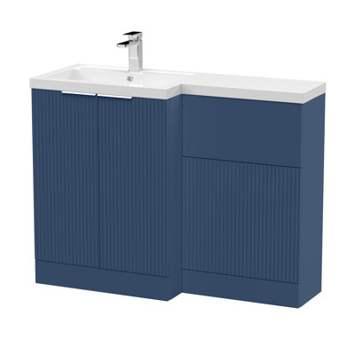 Hudson Reed Fluted Satin Grey 1100mm x 390mm Left Hand Combination Unit With Polymarble Basin