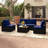 5 Piece Outdoor Furniture Set With Seat & Back Cushions Tempered Glass Tabletop-106973818