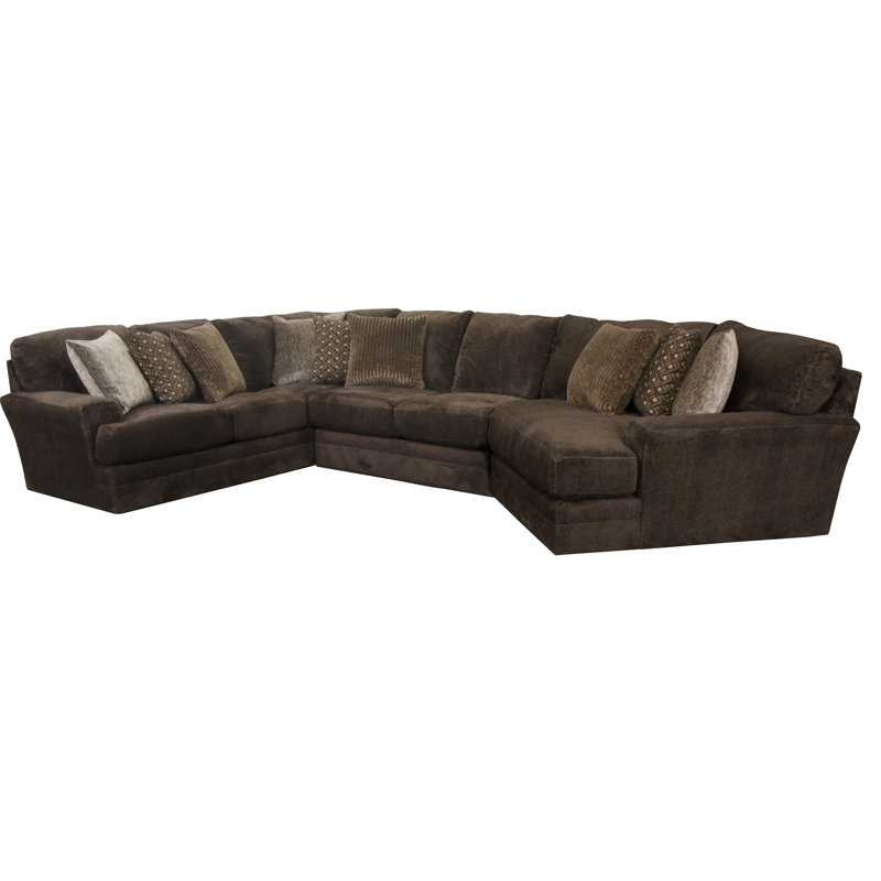 Canapé modulaire rembourré 3 pièces Sazur, Mélange de polyester brun