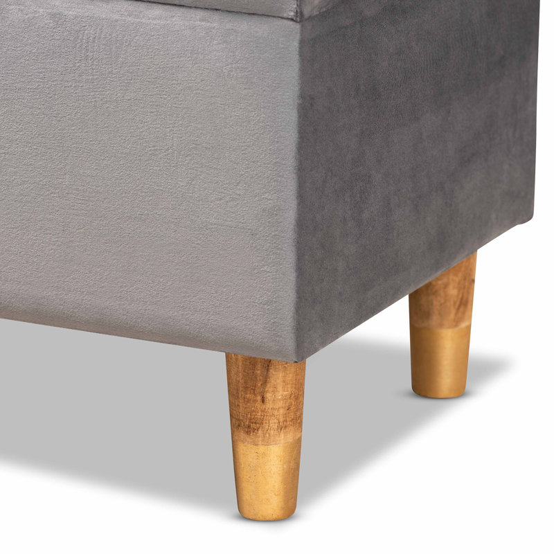 Repose-pieds avec rangement Fryar, Velours gris