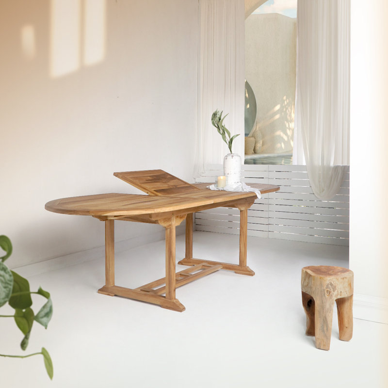 Huang Teak Solid Wood Extendable Outdoor Dining Table - 90 cm W 90 cm D