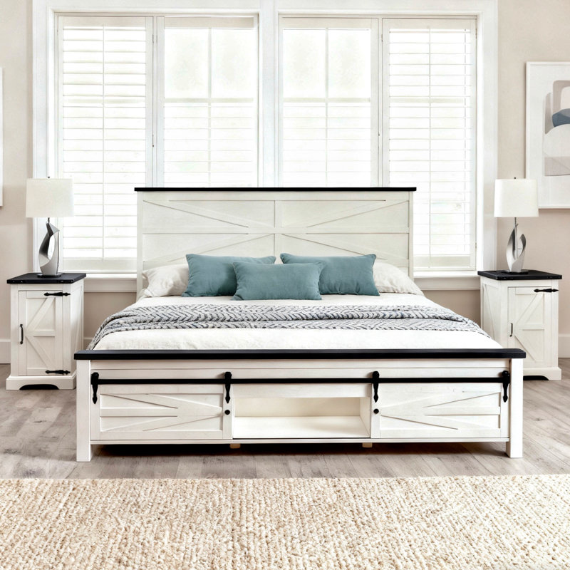 3 Piece Bedroom Set With Bed Frame And 2 Nightstand, White