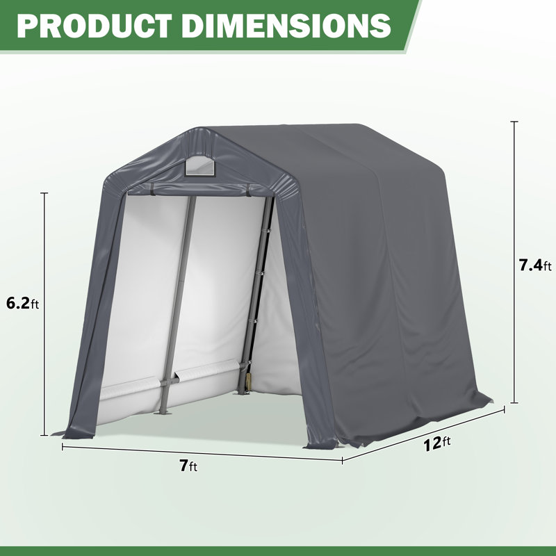 7FT*12FT Outdoor Storage Shelter Shed - Heavy Duty Storage Tent with Roll-up Ventilated Windows, 7FT*12FT