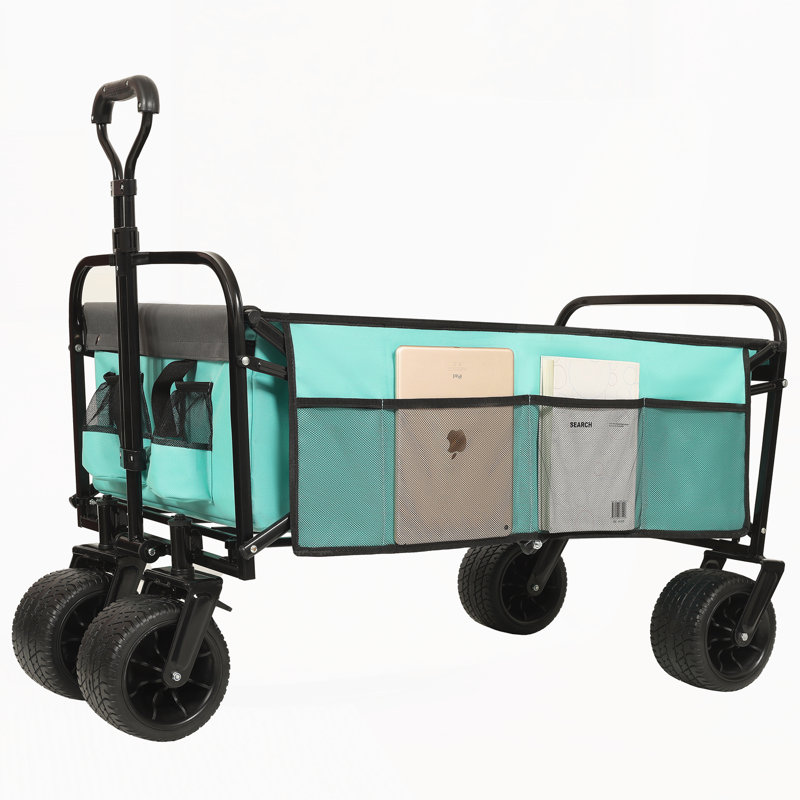 Chariot pliable à roulettes pliable avec roues, Bleu