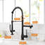 Commercial Kitchen Faucet Pull Down Sprayer Black And Nickel,Single Handle Kitchen Sink Faucet