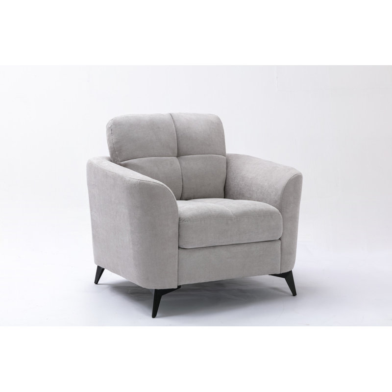 Carlotta 39"W Light Gray Woven Fabric Chair, Light Gray