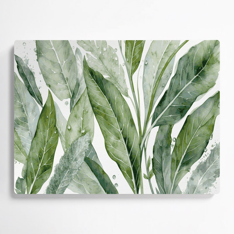 Art mural botanique vert sauge, H 132 po x l 168 po x P 0,05 po
