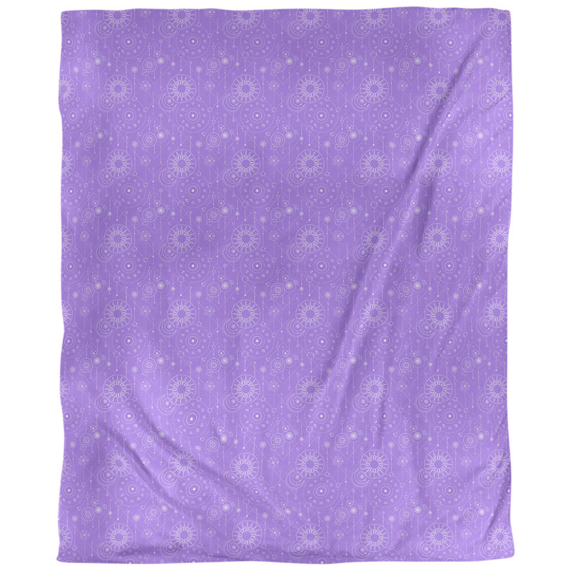 Tissu astrologie, Mauve, L 58 po x l 36 po, Faux lin