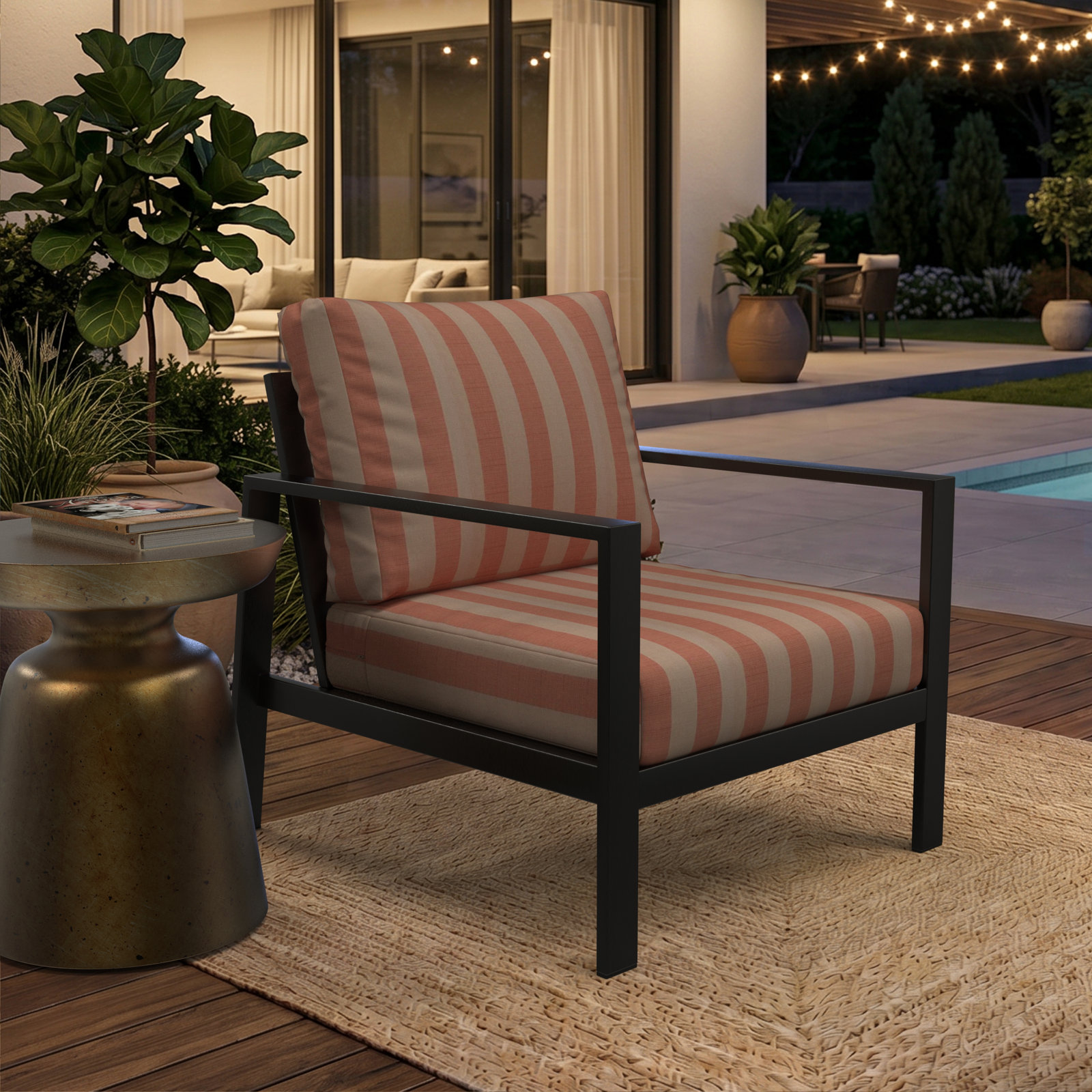 Lani Sunbrella Outdoor Lounge Chair Cushion, Sunbrella Expressive Blush