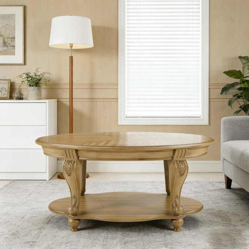 Table basse ovale en bois de 42 po pour le salon, Naturel antique