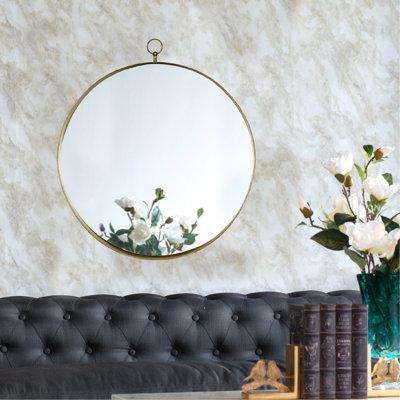24 po x 28 po, miroir rond doré, cadre circulaire avec cadre pour le couloir du meuble-lavabo de la chambre à coucher du salon