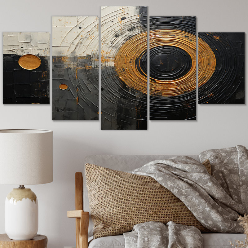 Or noir saturn Mercurys Mirage I - art mural sur toile Saturn - 5 panneaux