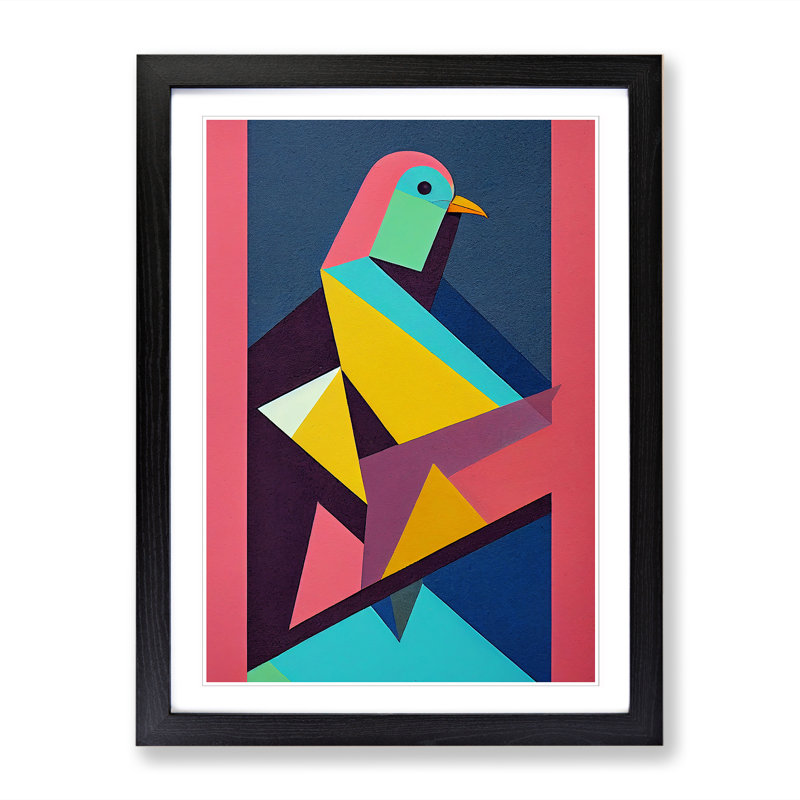 FRM-V0523-1838X Pigeon Abstract Vol.2 - Single Picture Frame Print, 46cm H x 34cm W x 2cm D, Black