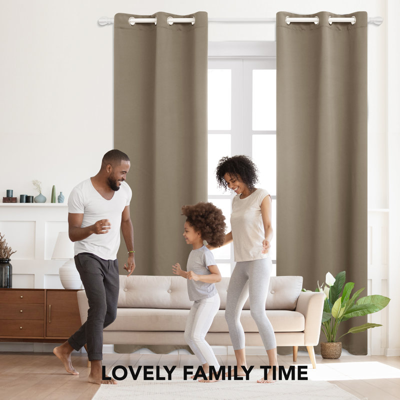 Lompoc Room Darkening Grommet Curtain Panels, 42" W x 95" L, Khaki