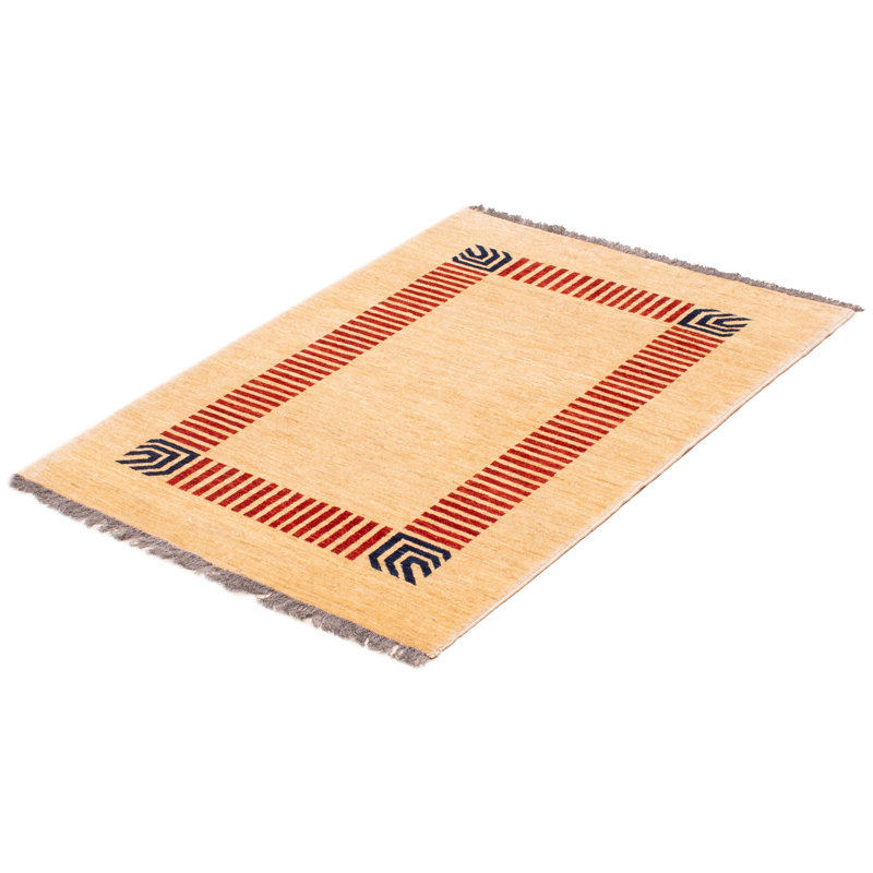 Tapis unique en laine noué à la main 4 pi 3 po x 5 pi 7 po nouvel âge Abery