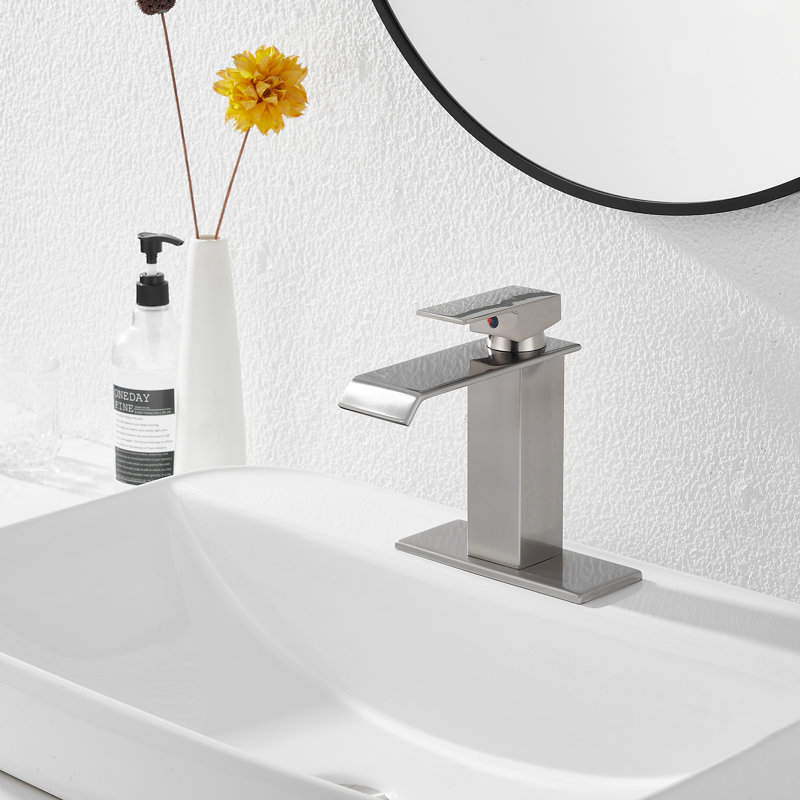 Single-Hole Single-handle Bathroom Faucet with Drain Assembly, Brushed Nickel