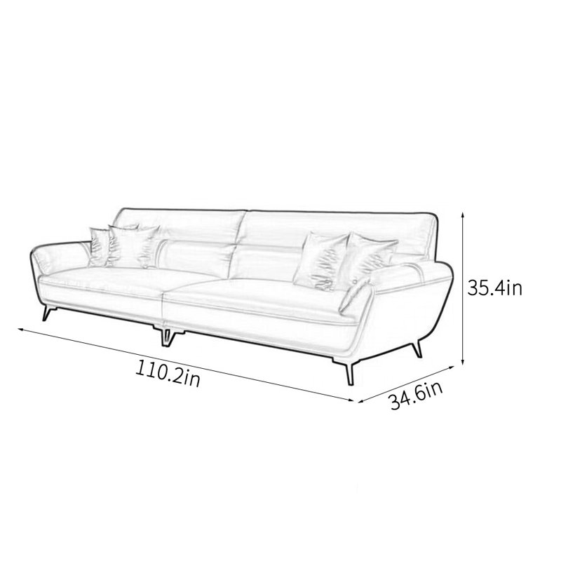 Canapé de bureau italien moderne, H 35,4 po x l 110,2 po x P 34,6 po, 4