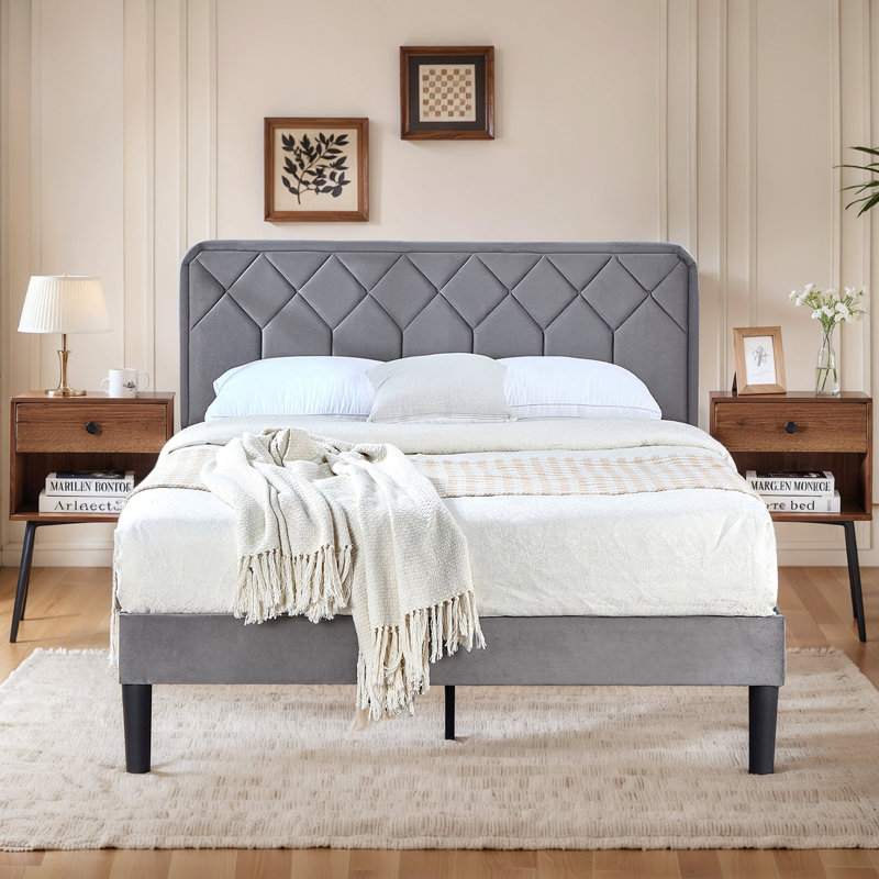 Ensemble de chambre avec lit plateforme 3 pièces Boncile, Double, Brun