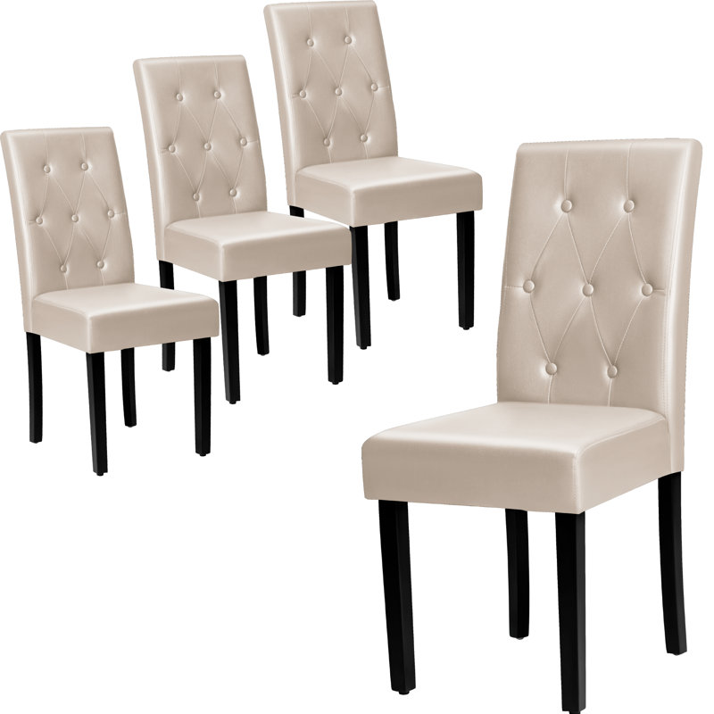 Modern PU Leather Dining Chair Upholstered Side Chair (Set of 4), Beige, 4