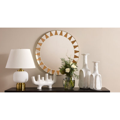 Sun Round Stainless Steel Beveled Mirror