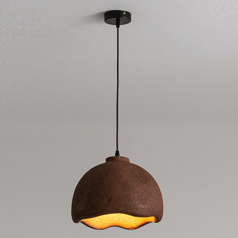 Luminaire suspendu moderne 1 lumière brun Wabi-Sabi, H 12,59 po x l 14,17 po